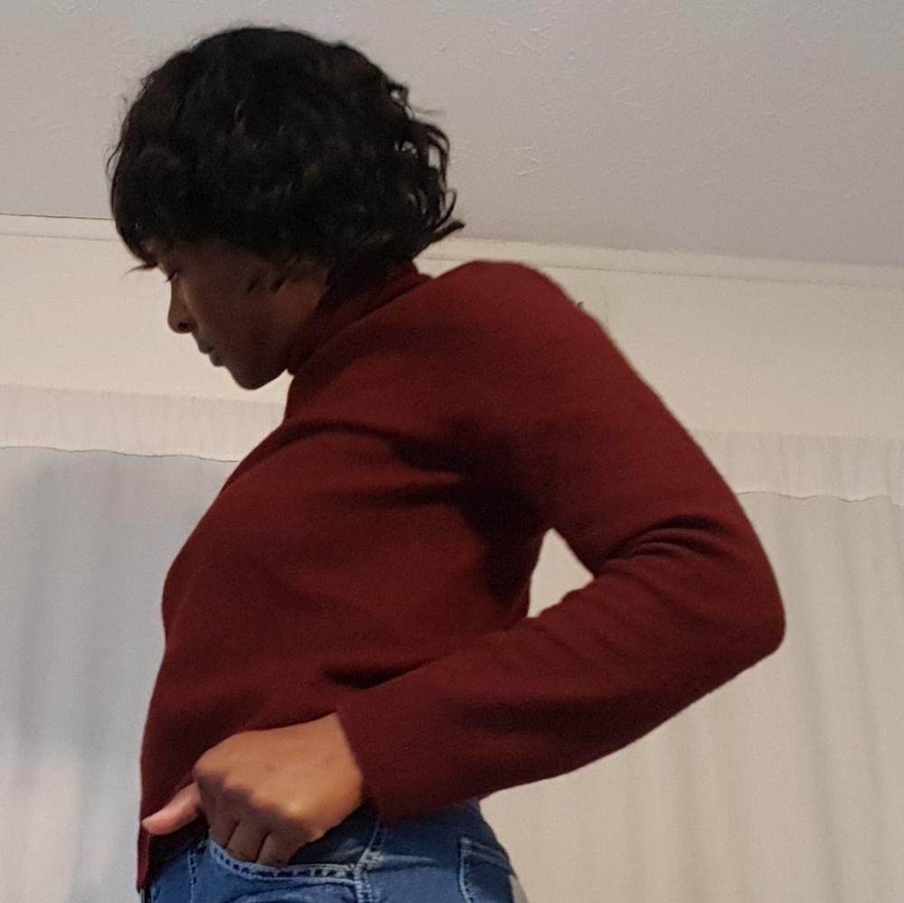 Wool turtleneck knit sweater